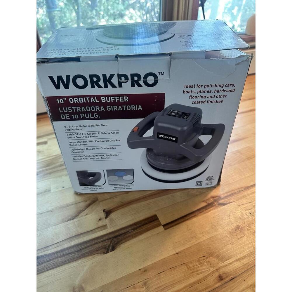 Workpro 0.75A 3200RPM Large Orbital Buffer 10" Dia. in. Polishing Cars & Boats